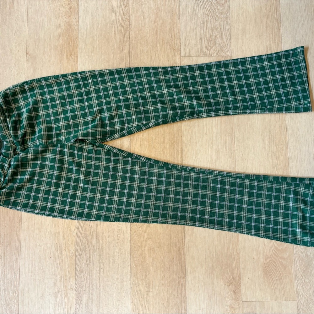 urban outfitters size small kick flare - Green Plaid Pants